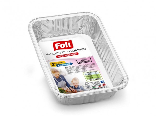 CONTENITORI VASCHETTE TEGLIE ALLUMINIO MONOUSO RETTANGOLARI 2 PORZIONI X 3 PZ.