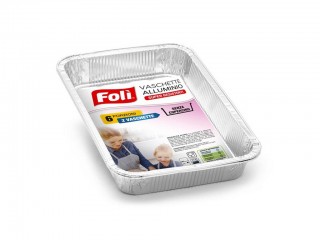 CONTENITORI VASCHETTE TEGLIE ALLUMINIO MONOUSO RETTANGOLARI 6 PORZIONI X 2 PZ.