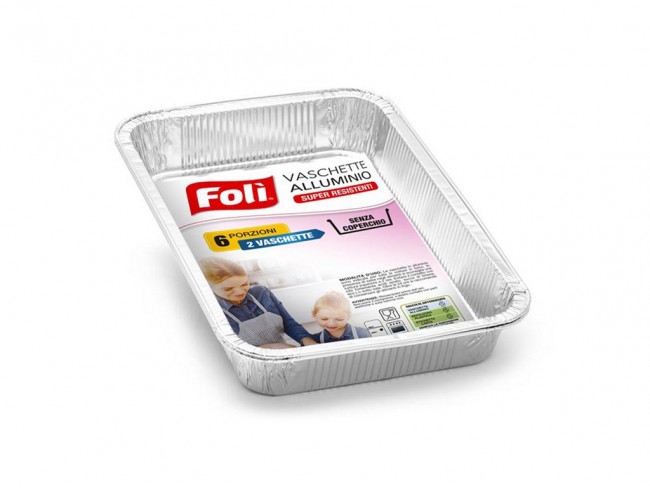 CONTENITORI VASCHETTE TEGLIE ALLUMINIO MONOUSO RETTANGOLARI 6 PORZIONI X 2 PZ.