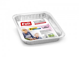 CONTENITORI VASCHETTE TEGLIE ALLUMINIO MONOUSO RETTANGOLARI 8 PORZIONI X 2 PZ.