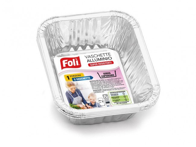 CONTENITORI VASCHETTE TEGLIE ALLUMINIO MONOUSO RETTANGOLARI 1 PORZIONE X 4 PZ.