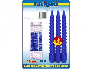 CANDELE TORCIGLIONE ATMOSFERA BLU SET 3 PZ.