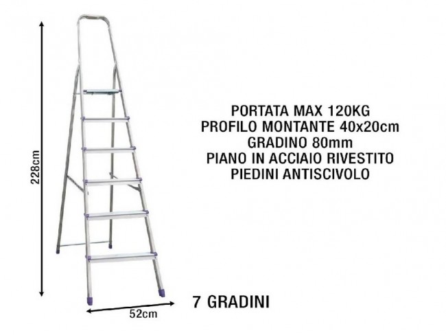 SCALA ALLUMINIO DOMINA SICOS 7 GRADINI