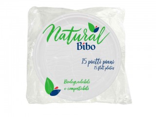 PIATTI MONOUSO BIO NATURAL BIBO 15 PZ. PIANI