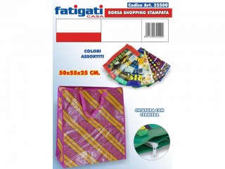 BORSA SHOPPING FATIGATI STAMPATA CM. 50X55X25
