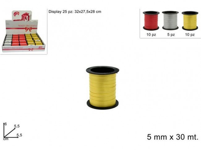 NASTRINO PER CONFEZIONI REGALO 5 MM. X 30 MT.