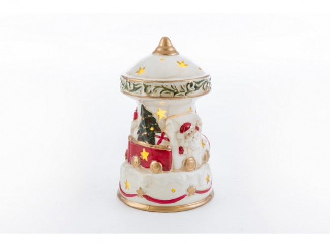 GIOSTRINA NATALE PORCELLANA LE STELLE C/LED CM. 9.5X15.5
