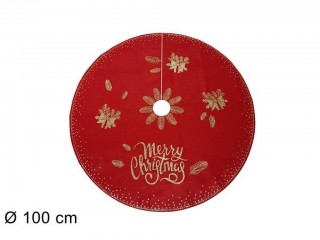 TAPPETO ALBERO FELTRO ROSSO/ORO CM. 100