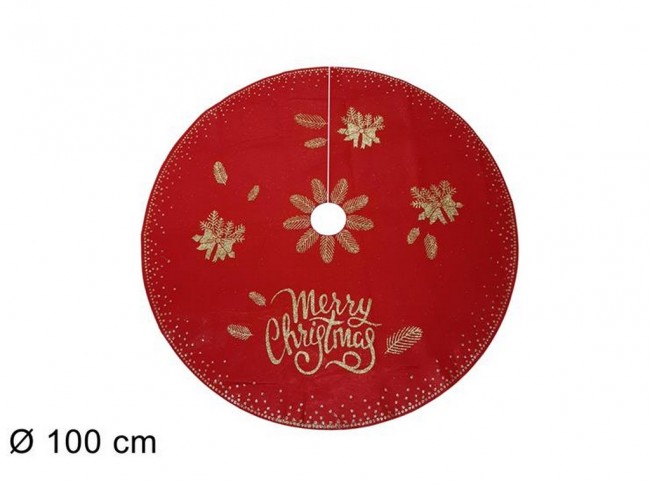 TAPPETO ALBERO FELTRO ROSSO/ORO CM. 100