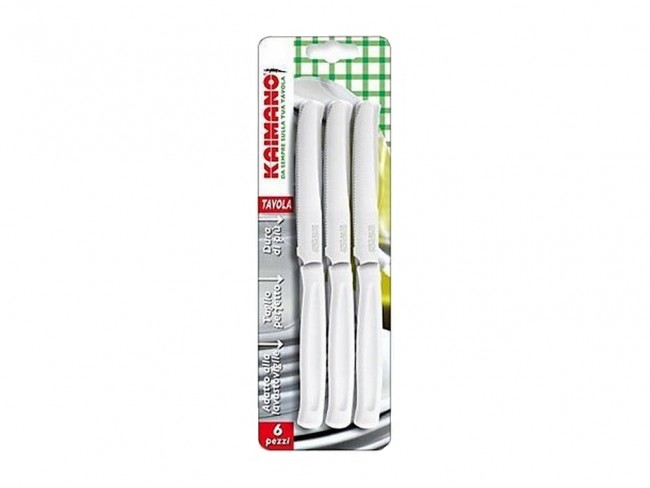 COLTELLI KAIMANO TAVOLA DENTATI 6 PZ. BIANCO