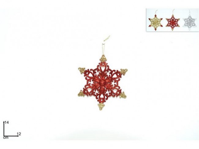 APPENDINO DECORATIVO FIOCCO DI NEVE GLITTERATO