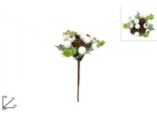 NATALE SPILLONE BACCHE BIANCHE E PIGNE CM. 16