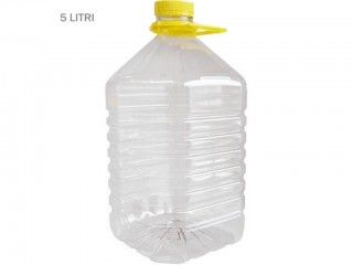 DAMA PLASTICA PET TRASPARENTE PER OLIO VINO LT. 5 CON TAPPO