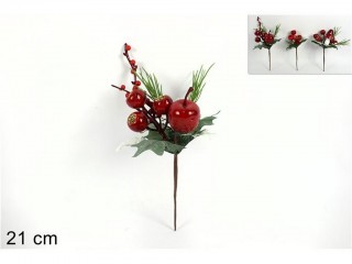 SPILLONE BACCHE ROSSE GLITTER ORO