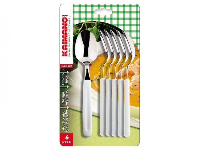 POSATE KAIMANO CUCCHIAI TAVOLA 6 PZ. BIANCO