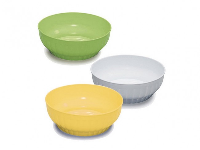 INSALATIERA PLASTICA COSTOLATA CM. 26 BIANCO/COLOR