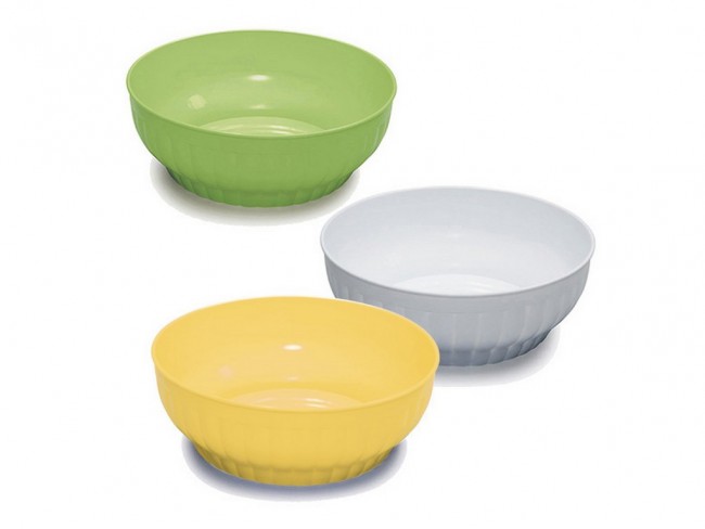 INSALATIERA PLASTICA COSTOLATA CM. 30 BIANCO/COLOR