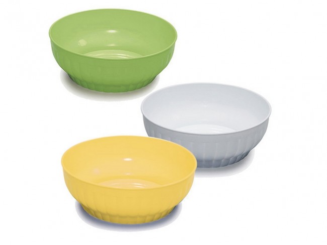 INSALATIERA PLASTICA COSTOLATA CM. 34 BIANCO/COLOR