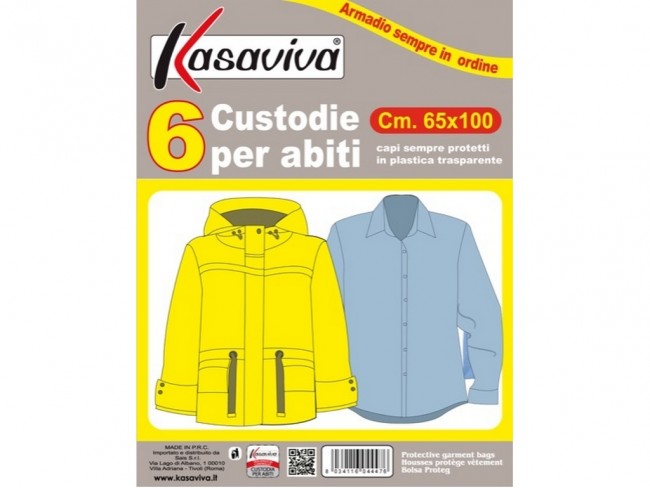 BUSTA COPRIABITI SALVA ABITI 6 PZ. CM. 65X100