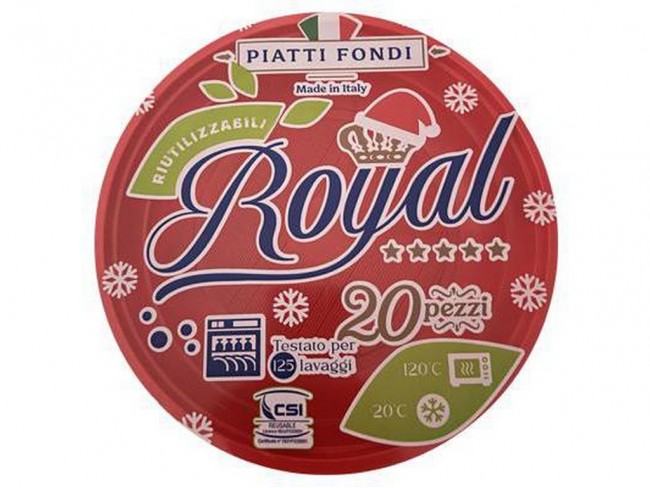PIATTI PLASTICA RIUTILIZZABILI ROYAL ROSSI 20 PZ FONDI