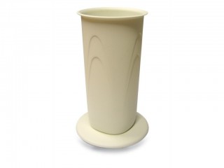 VASO FIORI PLASTICA CON BASE LILIUM AVORIO/VERDE VECA CM. 32