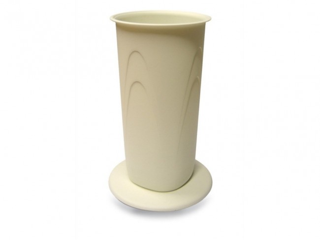 VASO FIORI PLASTICA CON BASE LILIUM AVORIO/VERDE VECA CM. 32