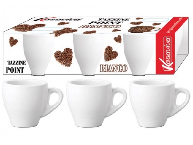 TAZZINE CAFFE' SENZA PIATTINO KASAVIVA TIPO BAR POINT BIANCHE X 3