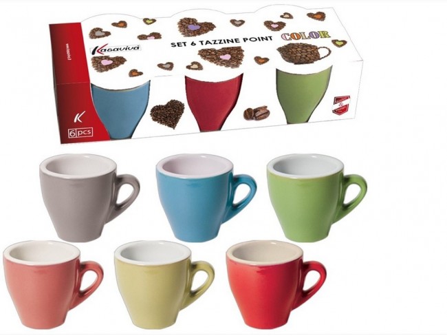 TAZZINE CAFFE' SENZA PIATTINO KASAVIVA TIPO BAR POINT MULTICOLOR X 6