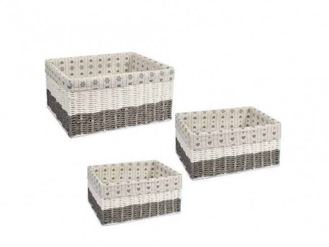 CESTA TIPO VIMINI INTRECCIATA GREY KASAVIVA CM. 34X27X17