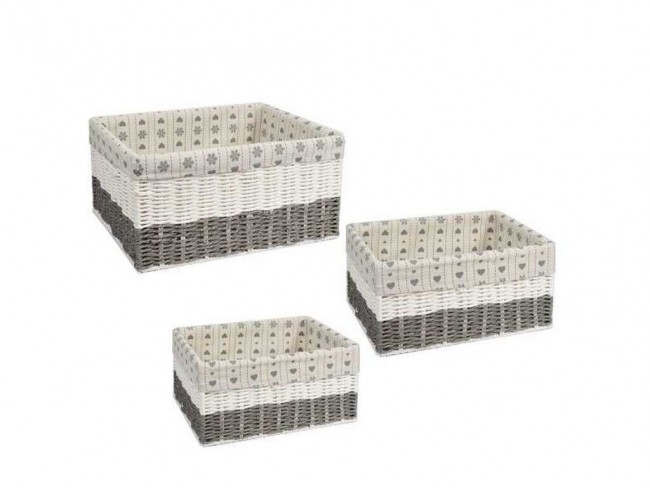 CESTA TIPO VIMINI INTRECCIATA GREY KASAVIVA CM. 26X19X12