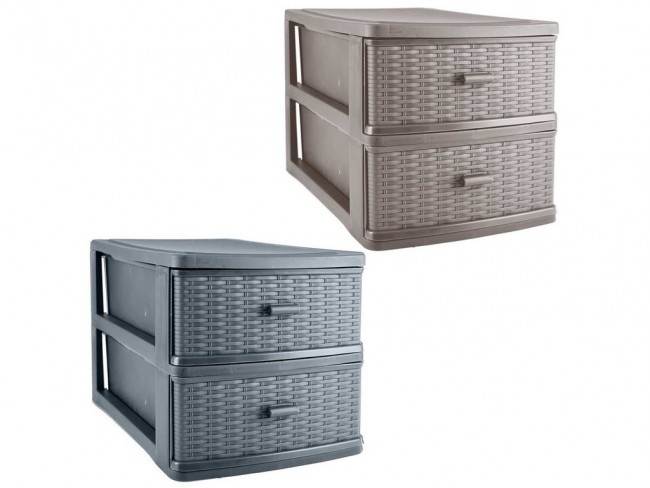 CASSETTIERA PLASTICA RATTAN 2 CASSETTI KASAVIVA
