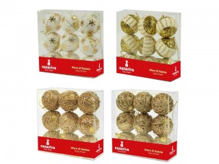 PALLINE CM. 6 LUX ORO DECORATE BOX 9 PZ.