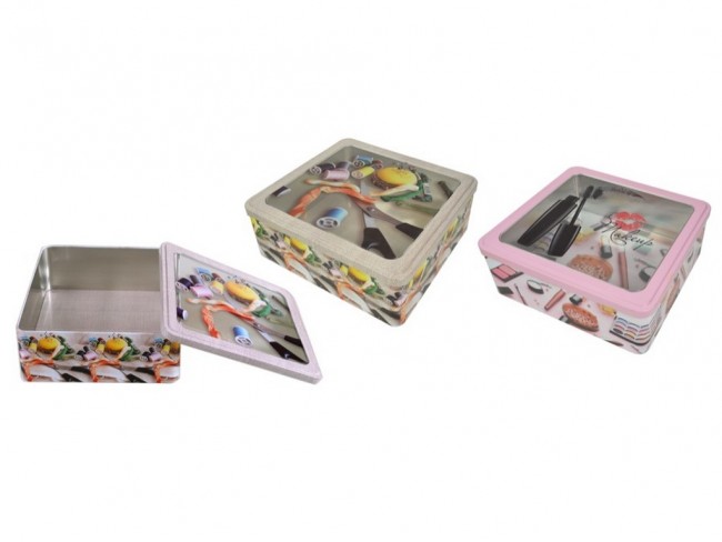 SCATOLA TRUCCO E CUCITO WINDOW BOX LATTA CM. 23X22X9