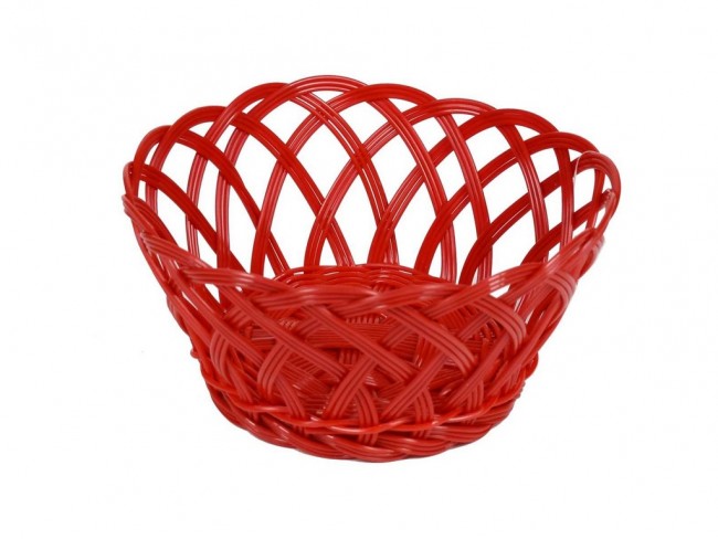 CESTINO PLASTICA INTRECCIATO TIPO VIMINI ROSSO CM. 20