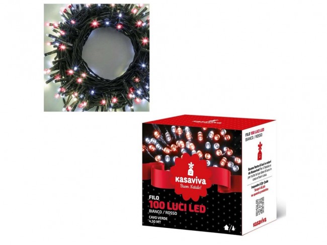 LUCI NATALE KASAVIVA 100 LUCI LED BIANCO/ROSSO