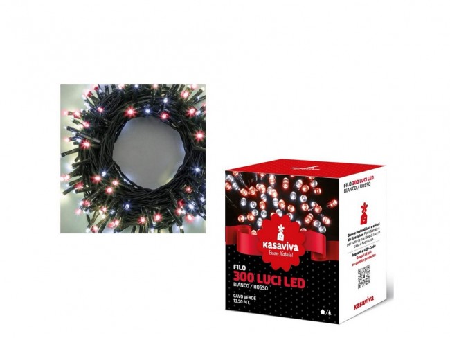 LUCI NATALE KASAVIVA 300 LUCI LED BIANCO/ROSSO
