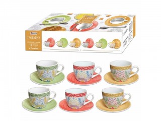 TAZZINE CAFFE' CON PIATTINO KASAVIVA DECORO TAORMINA X 6