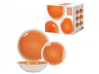 SERVIZIO PIATTI 18 PZ. KASAVIVA DECORO PLAIN ARANCIO