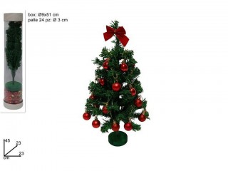 ALBERELLO DI NATALE + 24 PALLINE 3 CM. ROSSE IN BOX