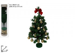 ALBERELLO DI NATALE + 24 PALLINE 3 CM. ORO IN BOX