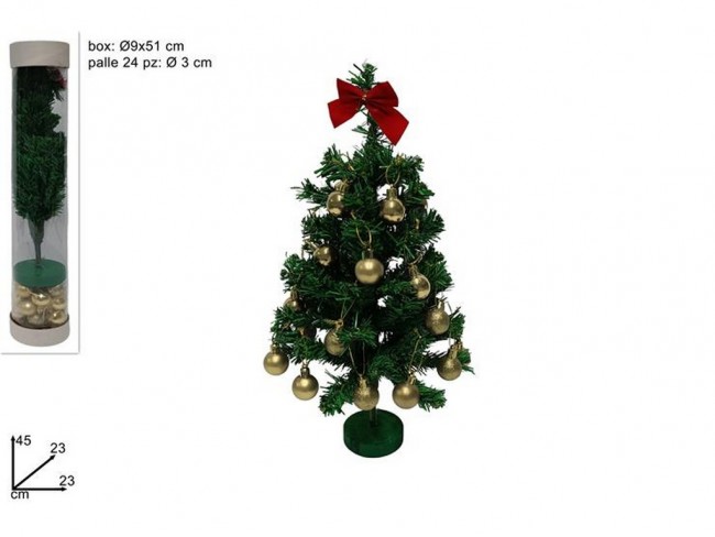 ALBERELLO DI NATALE + 24 PALLINE 3 CM. ORO IN BOX