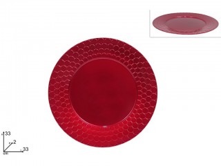 SOTTOPIATTO NATALIZIO EFFETTO PIGNA ROSSO CM. 33 DUE ESSE