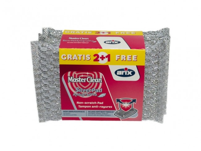 SPUGNE ARIX MASTERCLEAN SILVER CON ANTIBATTERICO PZ 2+1