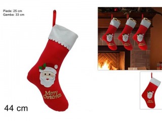 CALZA BEFANA FELTRO CON VISO BABBO NATALE 44 CM.