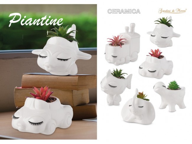 GIARDINI DI MARZO LINEA HOME VASETTO BIANCO CON PIANTINA