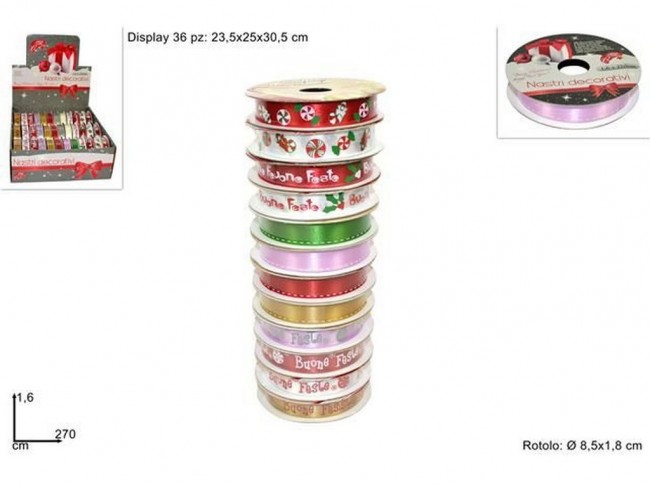NATALE NASTRO STRETTO CM. 1.6 X 2.7 MT.