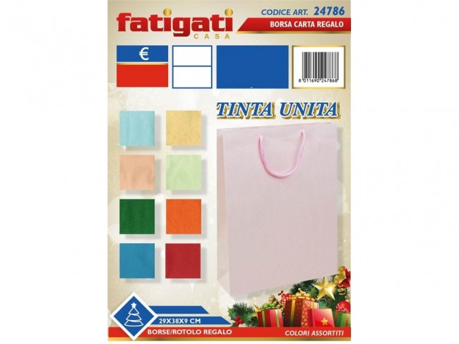 BORSA CARTA REGALO MEDIA TINTA UNITA CM. 29X38X9