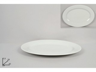PIATTO PORTATA PORCELLANA BIANCO OVALE CM. 40