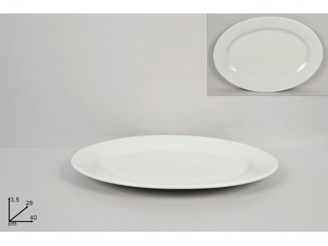 PIATTO PORTATA PORCELLANA BIANCO OVALE CM. 40