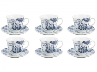 TAZZE THE DECORO INGLESE BLU CON PIATTINO X 6 BORELLA